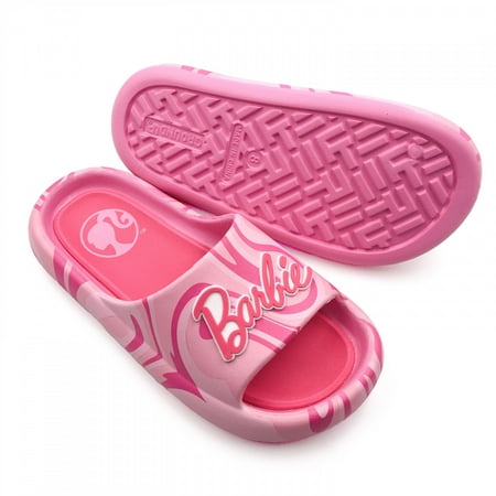 Barbie 874308-size6 Bright Pink Logo Womens Flip Flop Slide Sandals - Size 6