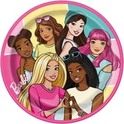 Barbie 9" Disposable Dinner Plates, Vibrant Pink, 8 Count