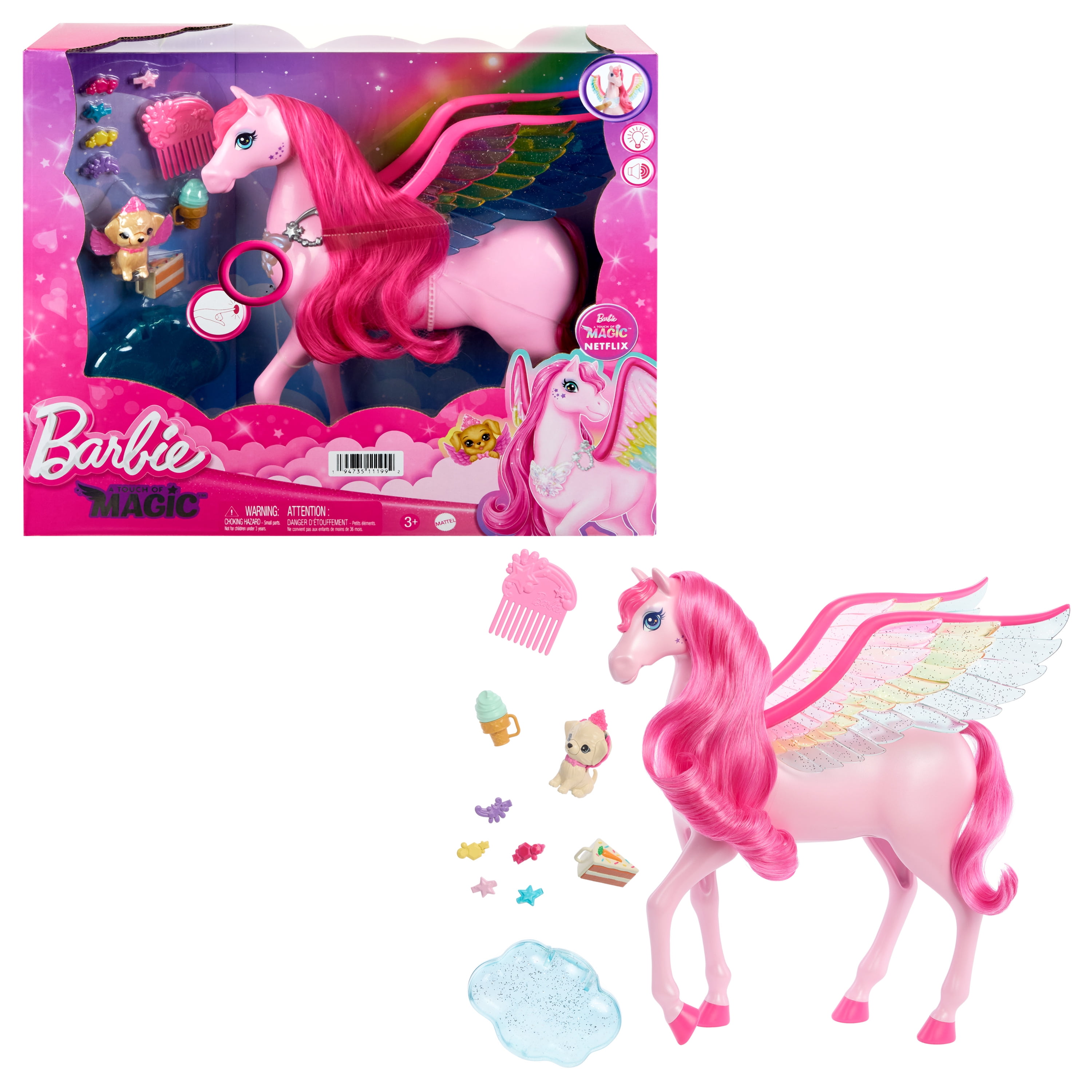 Cheval Ailé Magique Rose Barbie Pegasus