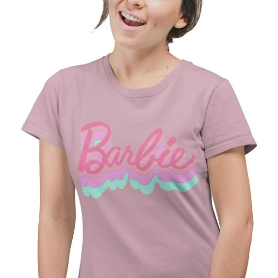 Barbie Abstract Logo Mens and Womens Short Sleeve T-Shirt (Classic Pink, S-XXL)