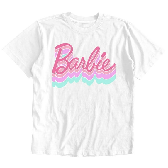 Barbie Abstract Logo Mens and Womens Short Sleeve T-Shirt (White, S-XXL)