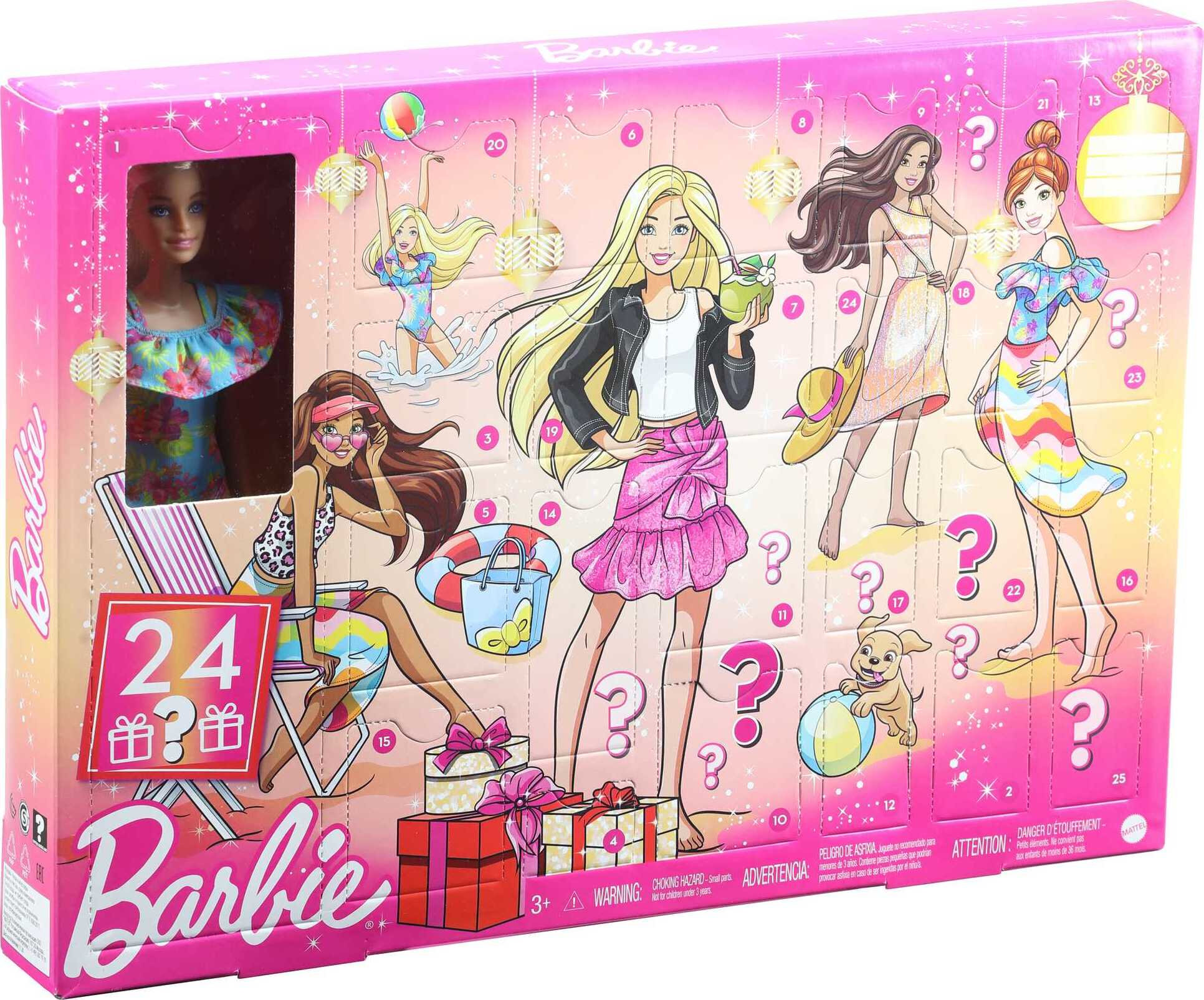 Barbie Advent Calendar with Barbie Doll, 24 Surprises, Day-to-Night Clothing & Accessories, Kids 3 to 7 Years Old - image 1 of 6
