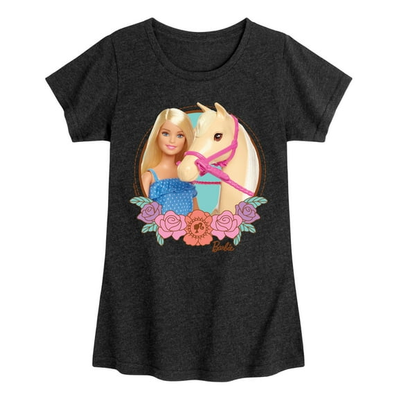 Barbie - And Horse Photo - Toddler And Youth Girls Fitted Short Sleeve Graphic T-Shirt