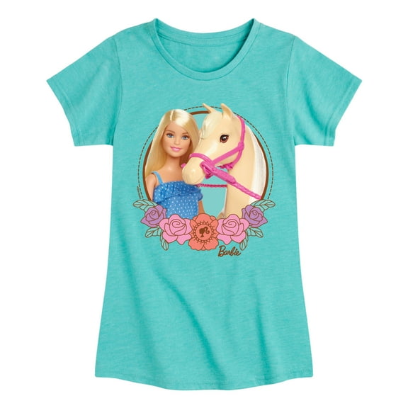 Barbie - And Horse Photo - Toddler And Youth Girls Fitted Short Sleeve Graphic T-Shirt