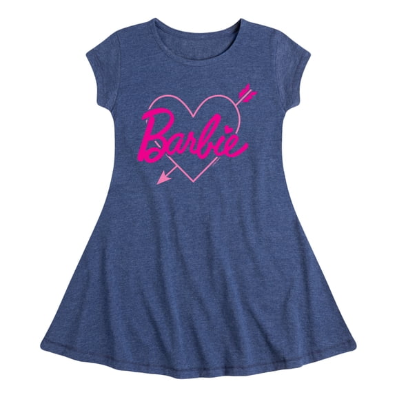 Barbie - Arrow Heart Logo - Toddler And Youth Girls Fit And Flare Dress