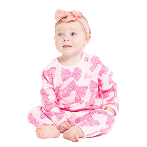 Barbie Baby Girls Bubble Sleeve Printed Sweatshirt and Joggers Set, 2-Piece, Sizes 0/3M-24M