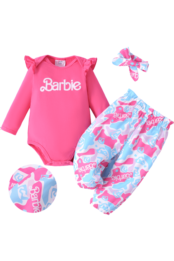 Baby Girl Clothes Ruffle Long Sleeve Romper And Camouflage Pants 3Pcs Outfit Set With Headband Newborn Gift Sizes 0/3-18M
