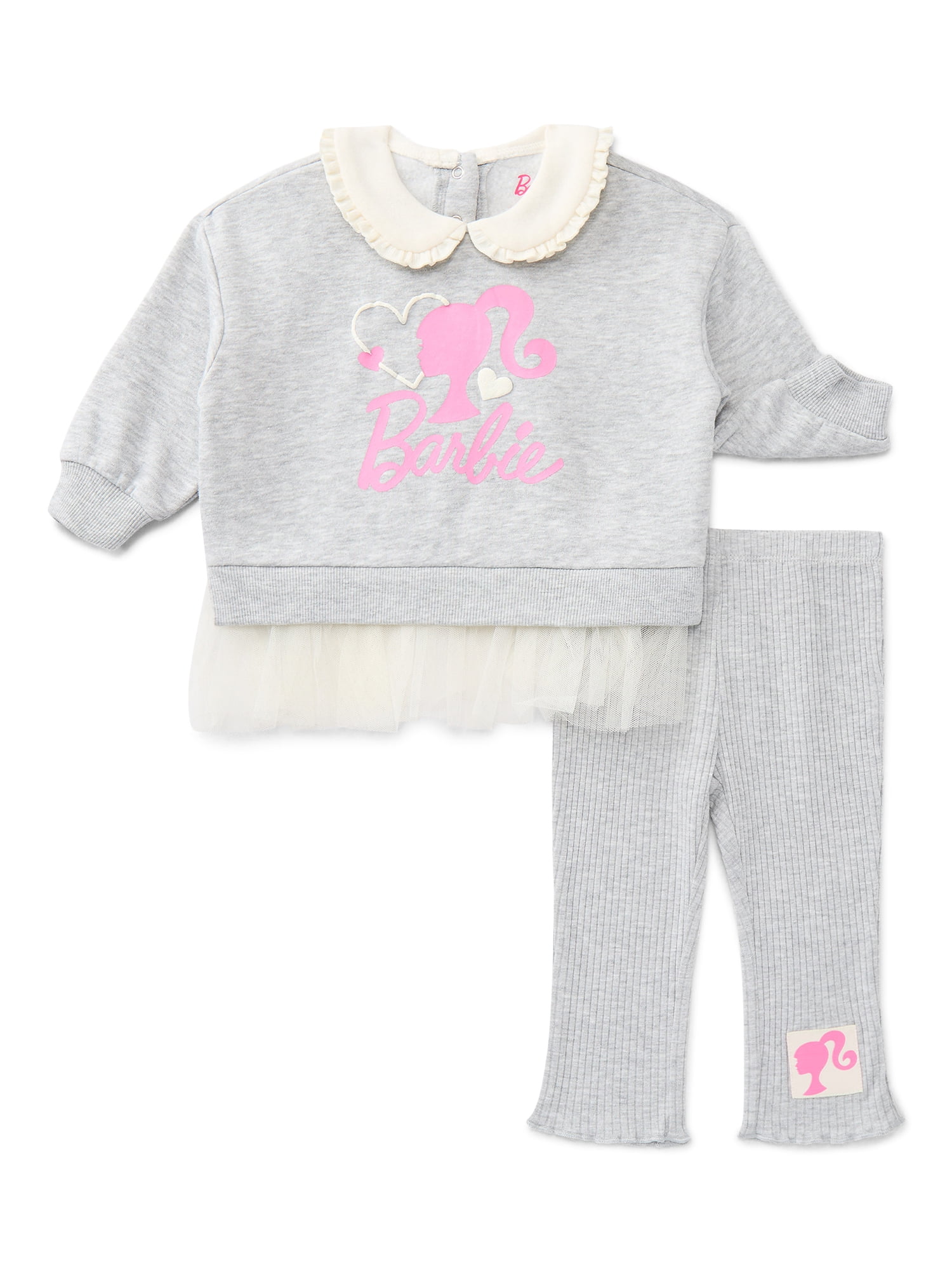 Barbie Baby Girls Long Sleeve Collared Tunic and Leggings Set, 2-Piece, Sizes 0/3M-24M