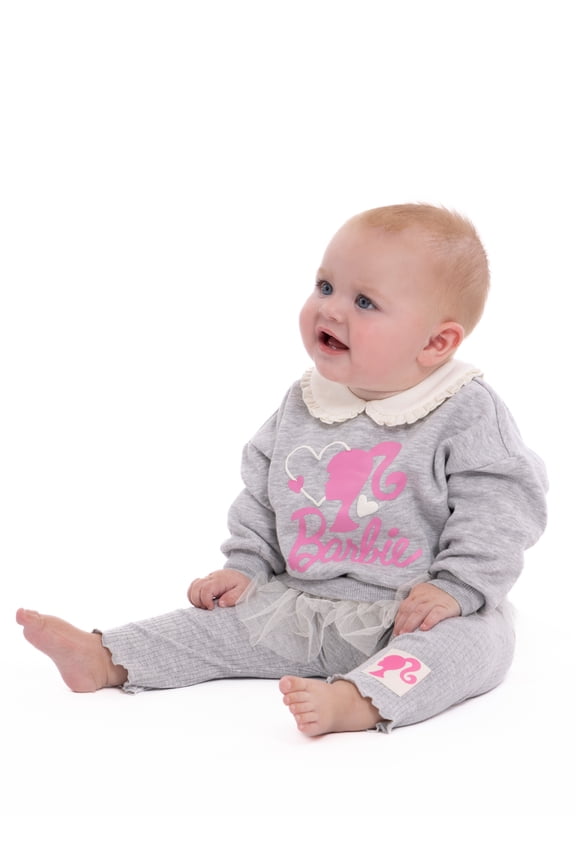 Barbie Baby Girls Long Sleeve Collared Tunic and Leggings Set, 2-Piece, Sizes 0/3M-24M