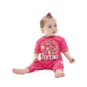 Barbie Baby Girl Mineral Washed Graphic Short Sleeve Romper, Sizes 0/3 Months- 24 Months