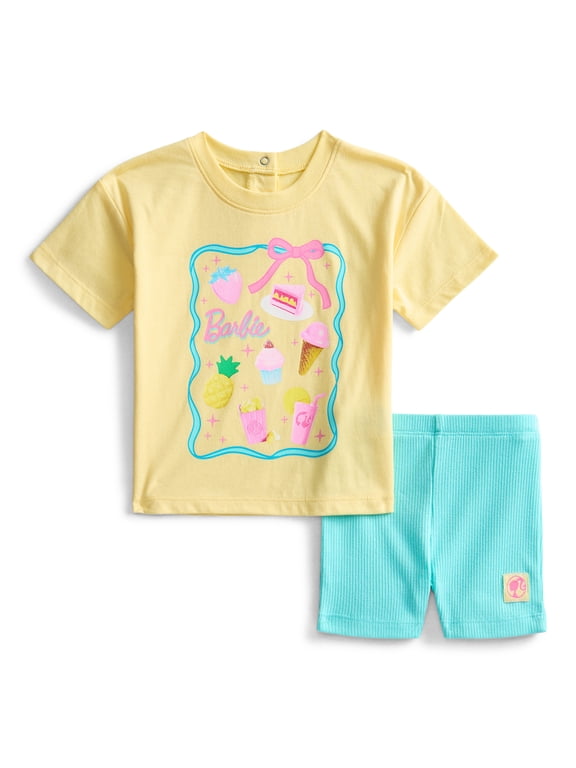Baby Girls Graphic Tee and Bike Shorts Set, 2-Piece, Sizes 0/3M-6/9M