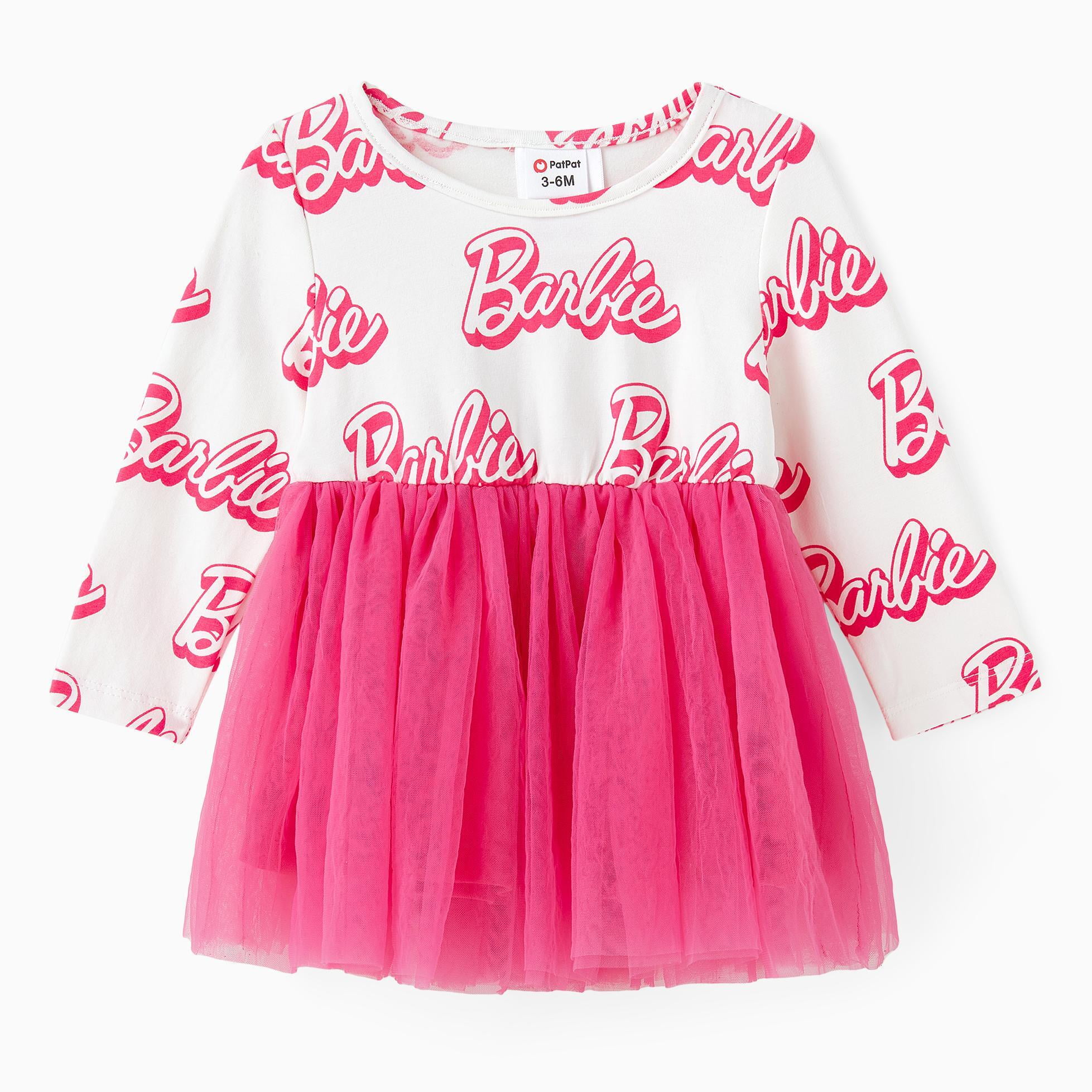 Barbie Baby Girls Dresses Cotton Letter Print Mesh Tutu Skirt Birthday Gift  Sizes 3-24M - Walmart.com