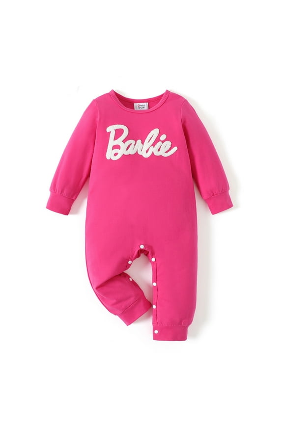 Baby Girls Rompers Hot Pink Letter Embroidered Long Sleeves Jumpsuits Outfits Sizes 0-24 Months
