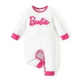 thumbnail image 1 of Barbie Baby Girls Rompers White Letter Embroidered Long Sleeves Jumpsuits Outfits Sizes 0-24 Months, 1 of 9