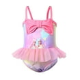 thumbnail image 1 of Barbie Baby Girls Swimsuit Pink Gradient Bow Tie Tulle Skirt Hem Spaghetti Strap One Piece Swimwear Sizes 3-24M, 1 of 7