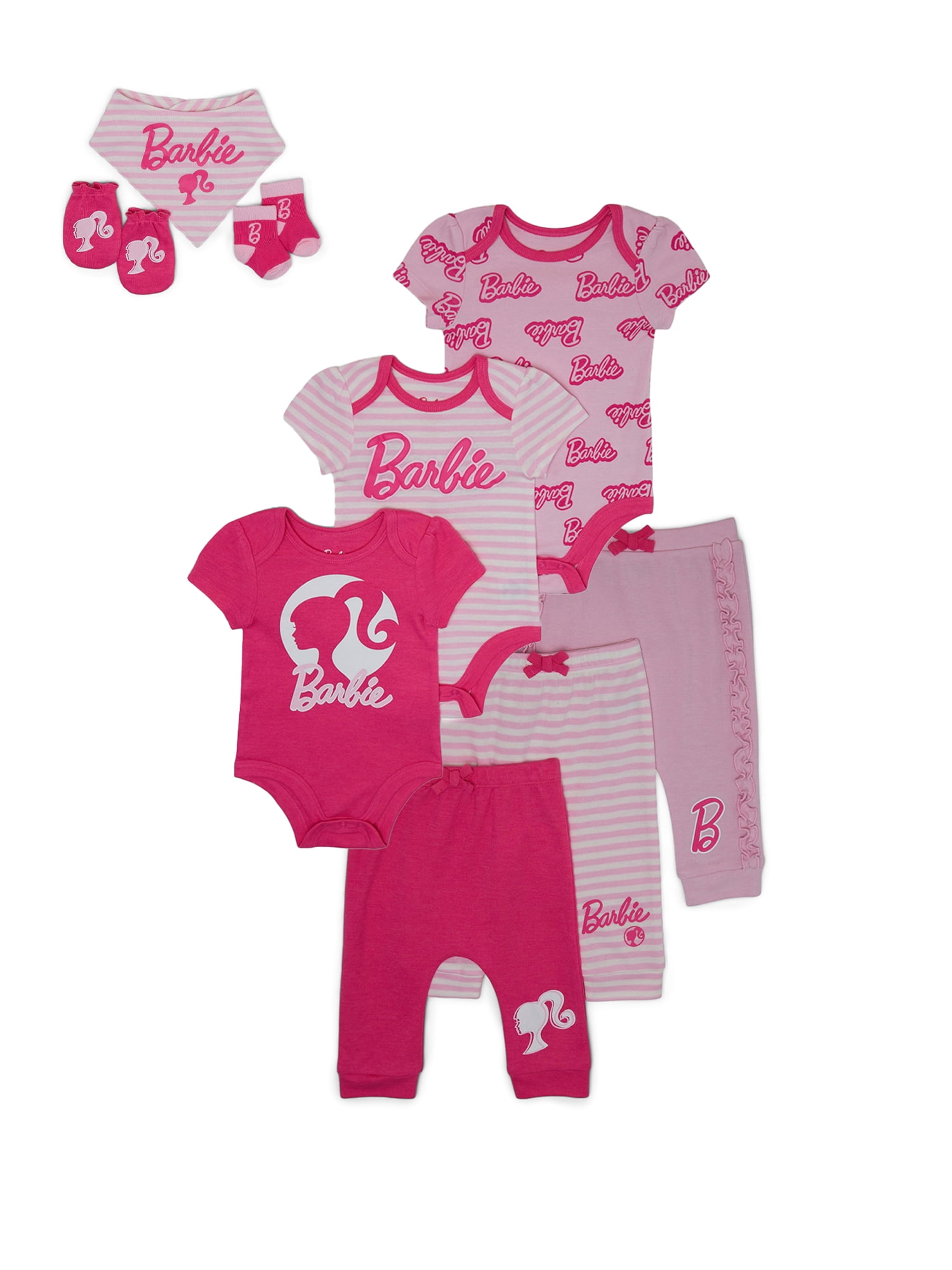 Barbie Baby Layette Shower Gift Set Bundle 9 Piece Sizes Newborn 12 Months Walmart