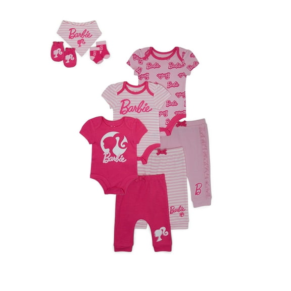 Barbie Baby Layette Shower Gift Set Bundle, 9-Piece, Sizes Newborn-12 Months