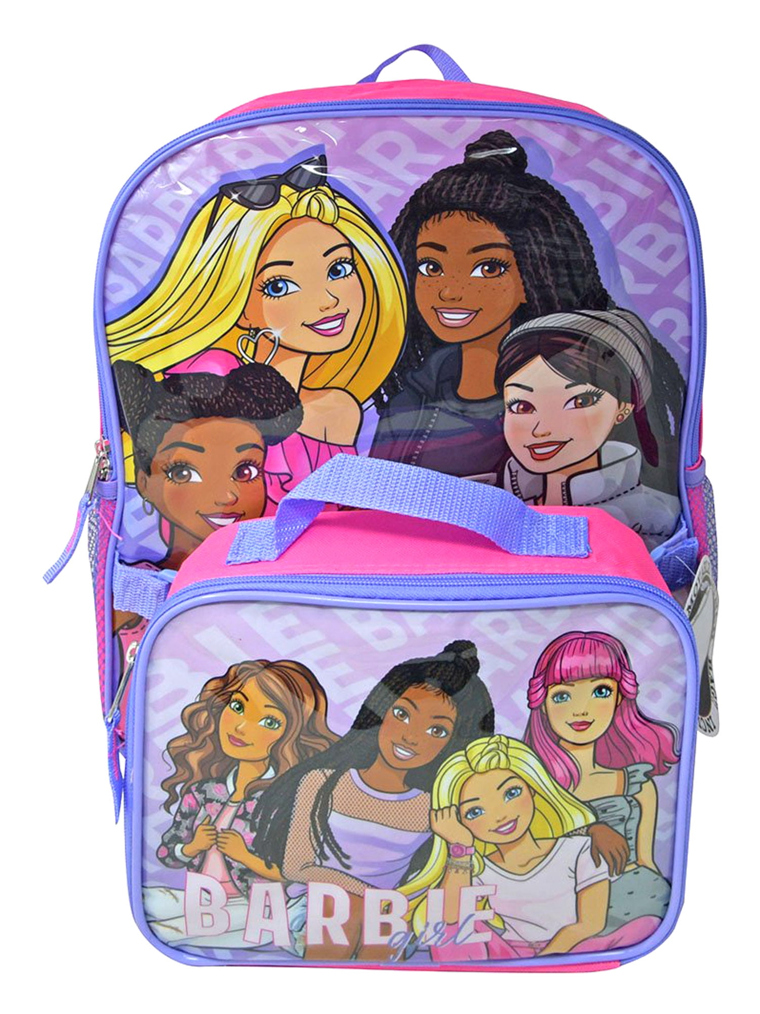 Barbie Backpack 16 & Insulated Lunch Bag Detachable Pink 2-Piece Set 