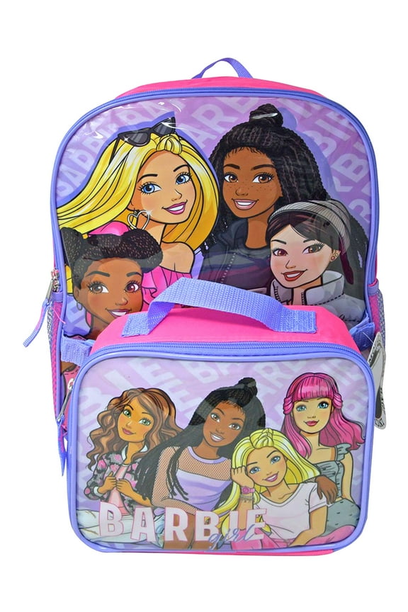 Backpack 16" & Insulated Lunch Bag Detachable Pink 2-Piece Set