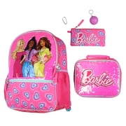 Barbie Backpack Barbie and Friends Magic Sequins 5 PC Set with Matching Lunch Box School Bookbag 16