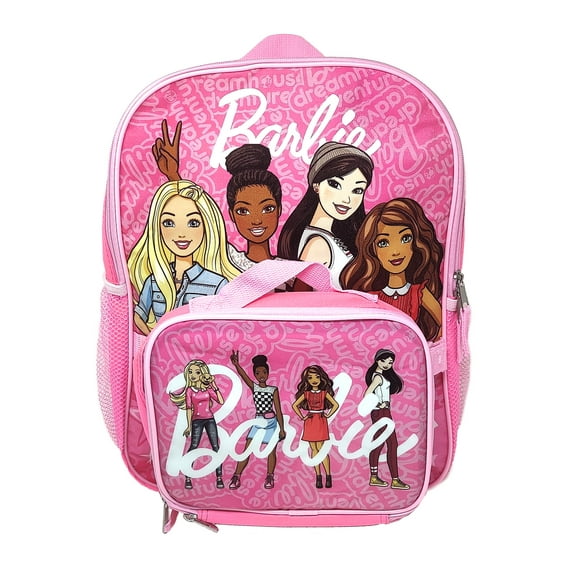 Barbie Backpack & Insulated Lunch Bag Detachable 2-Piece Set Pink Girls