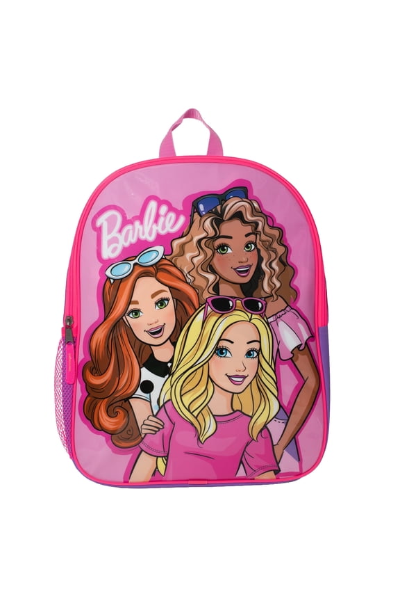 Barbie Backpack for Girls, Elementary School Book Bag with Padded Straps, Pink