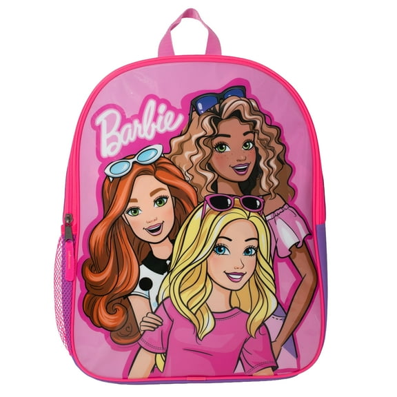 Barbie Backpack for Girls, Elementary School Book Bag with Padded Straps, Pink
