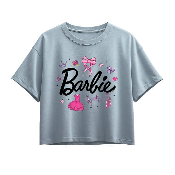 Barbie - Ballerina Barbie Logo  - Youth Girl Short Sleeve Boxy Tee