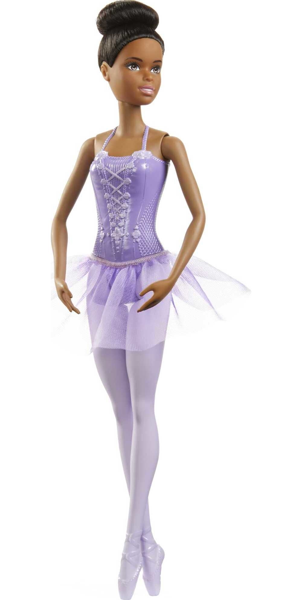 Barbie Ballerina Doll in Purple Tutu with Black Hair, Brown Eyes