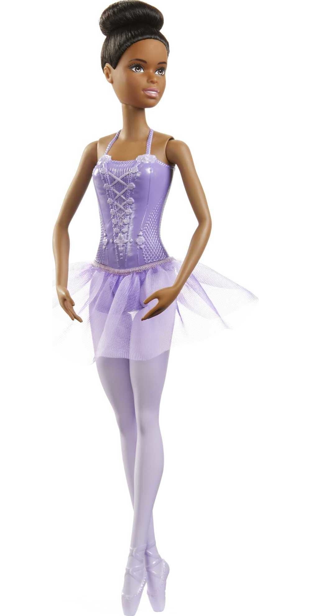 Barbie Ballerina Doll in Purple Tutu with Black Hair Brown Eyes Ballet Arms Sculpted Toe Shoes