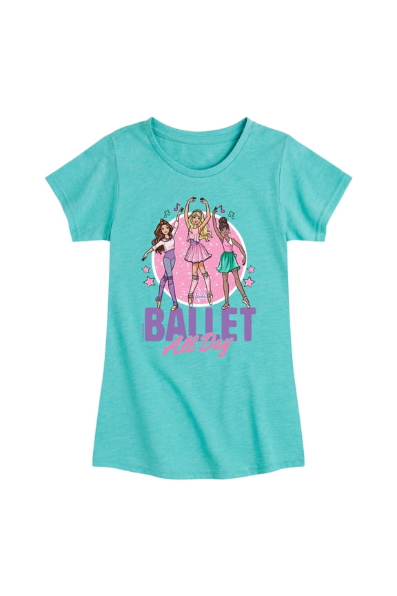 - Ballet All Day  - Girls Fitted Short Sleeve Graphic T-Shirt