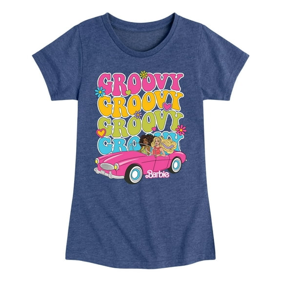 Barbie - Barbie 70S Groovy Stacked - Girls Fitted Short Sleeve Graphic T-Shirt