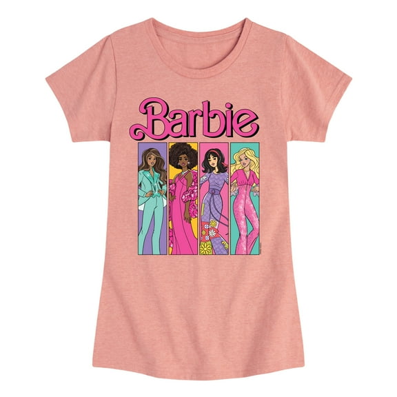 Barbie - Barbie 70S Panels - Girls Fitted Short Sleeve Graphic T-Shirt