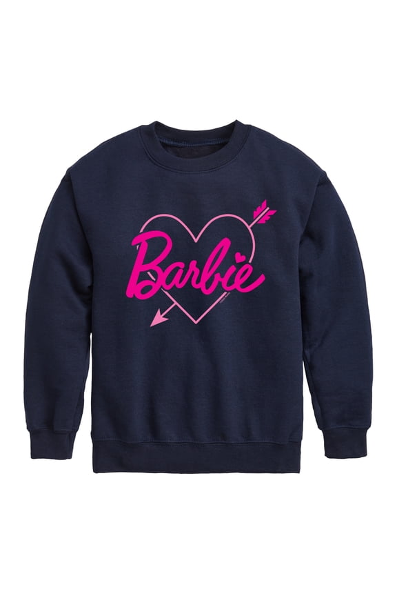 - Barbie Arrow Heart Logo - Toddler And Youth Crewneck Fleece Sweatshirt