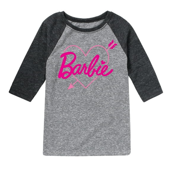 Barbie - Barbie Arrow Heart Logo - Toddler And Youth Raglan Graphic T-Shirt