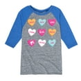 thumbnail image 1 of Barbie - Barbie Candy Hearts - Toddler And Youth Raglan Graphic T-Shirt, 1 of 4