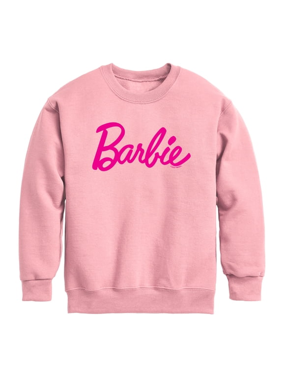 - Barbie Classic Logo Boys' Graphic Long Sleeve Fleece Sweatshirt