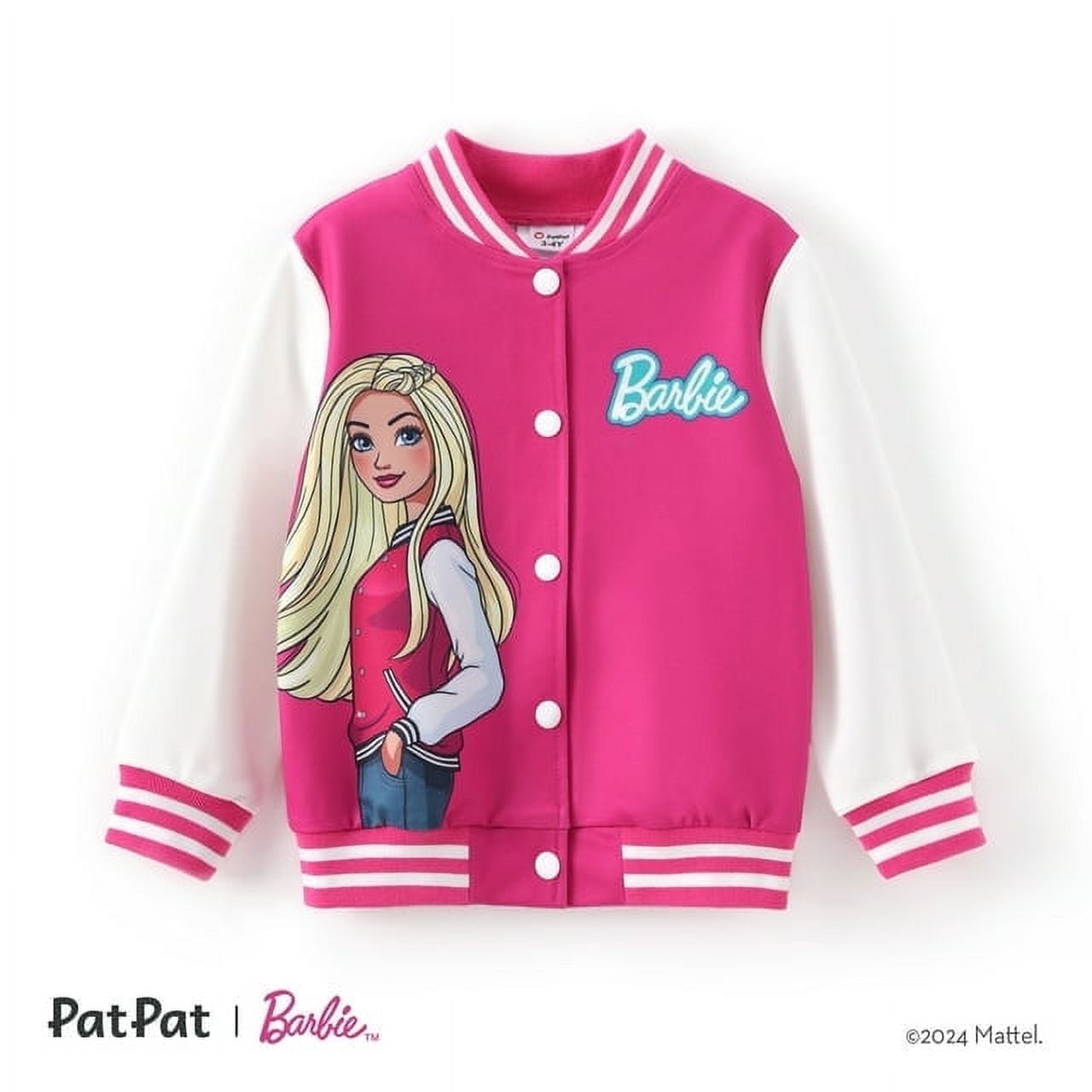 Barbie Girls Bomber Jacket Graphic and Letter Prin