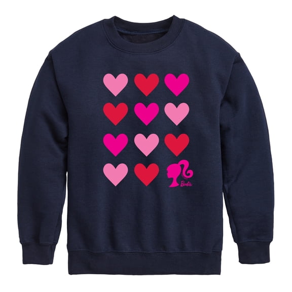 Barbie - Barbie Heart Grid - Toddler And Youth Crewneck Fleece Sweatshirt