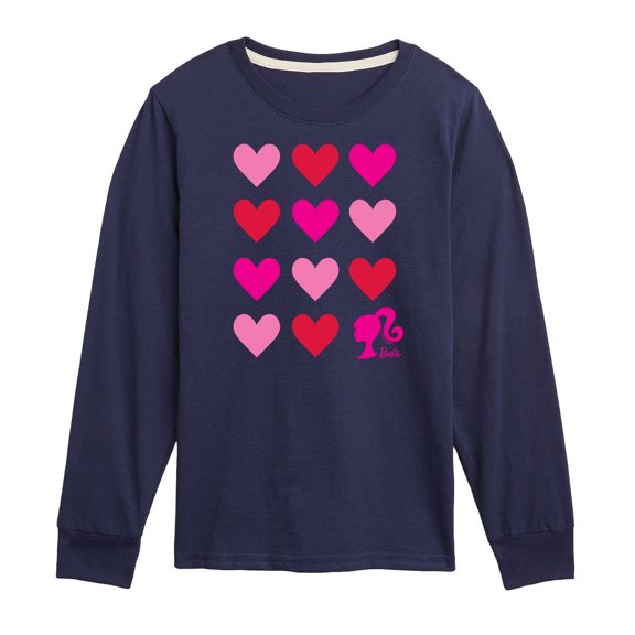Barbie - Barbie Heart Grid - Toddler And Youth Long Sleeve Graphic T-Shirt