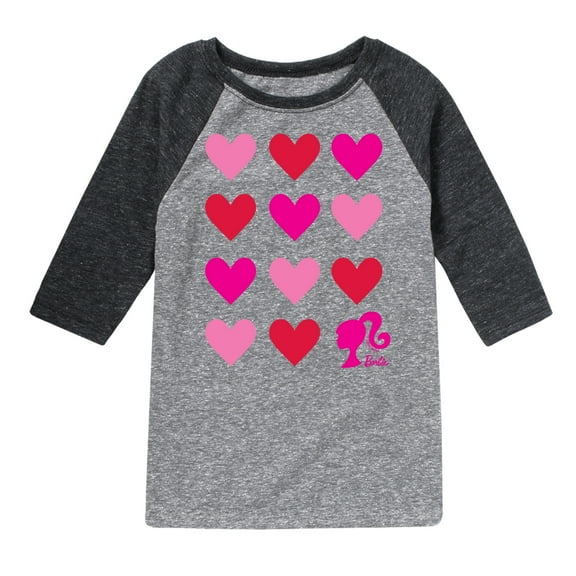 Barbie - Barbie Heart Grid - Toddler And Youth Raglan Graphic T-Shirt