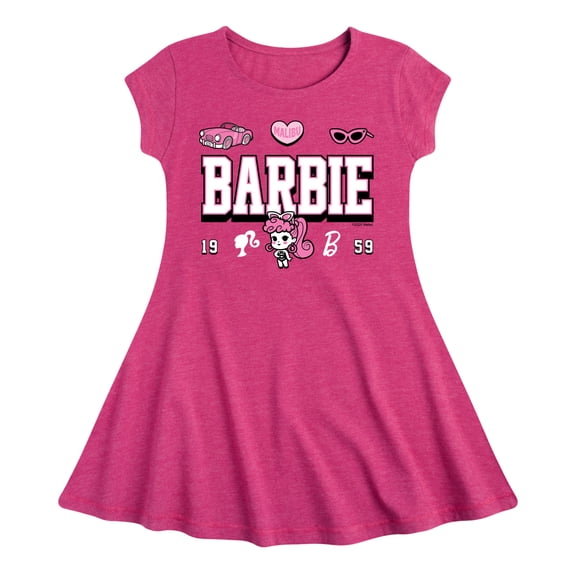 Barbie - Barbie Jersey - Youth Girls Fit And Flare Short Sleeve Dress