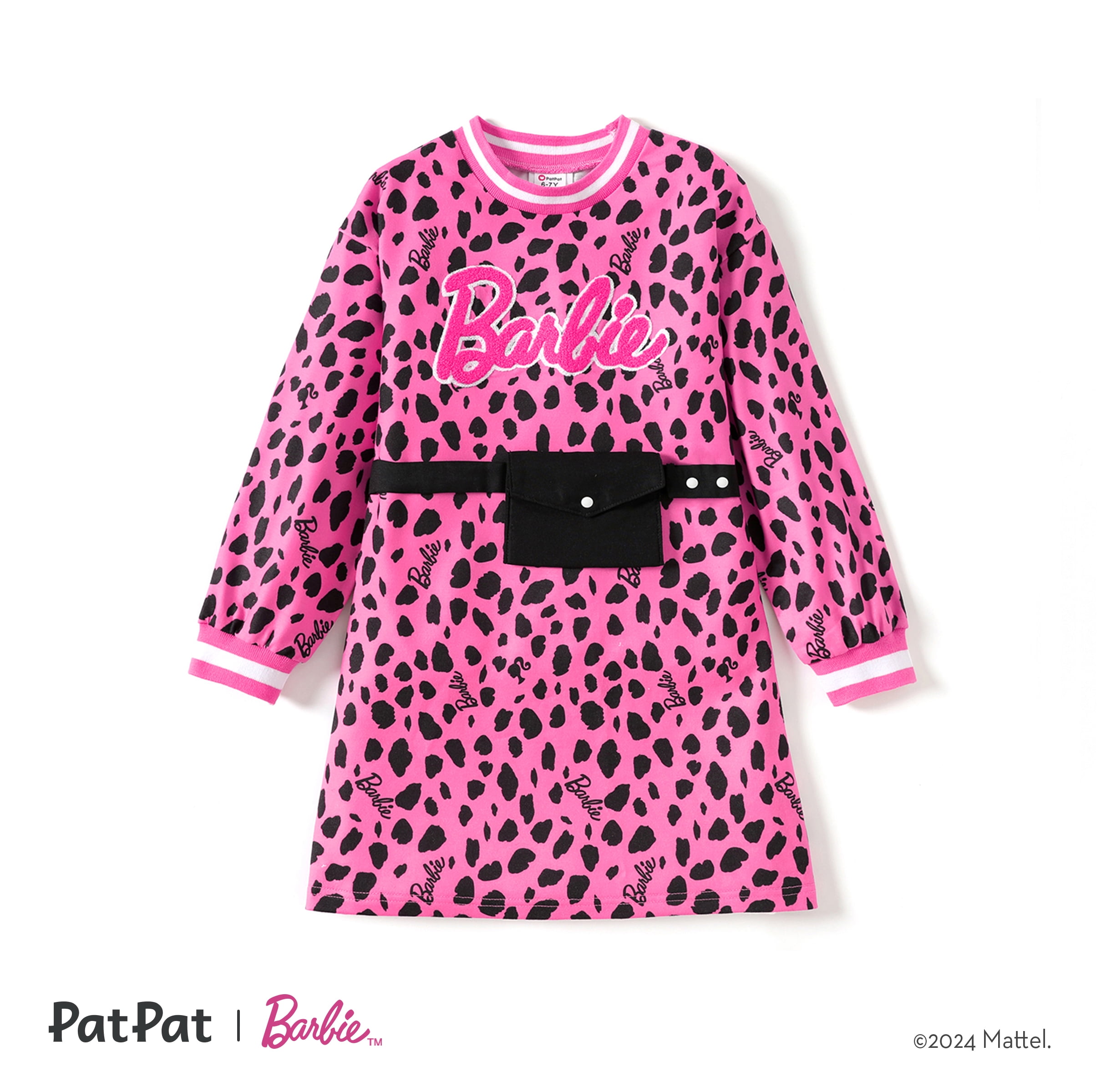 Barbie Kids Girls Dresses Leopard Print Waist Bag Design Sweatshirt Dress Sizes 5 12 Walmart Business Supplies