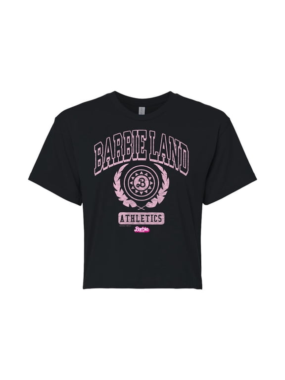 the Movie - Barbie Land Athletics - Juniors Cropped Cotton Blend T-Shirt