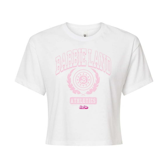 Barbie - Barbie Land Athletics - Juniors Cropped Cotton Blend T-Shirt