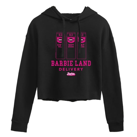 Barbie - Barbie Land Delivery Milk - Juniors Cropped Pullover Hoodie