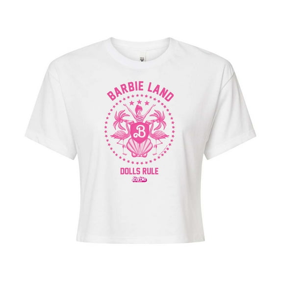 Barbie - Barbie Land - Dolls Rule - Juniors Cropped Cotton Blend T-Shirt
