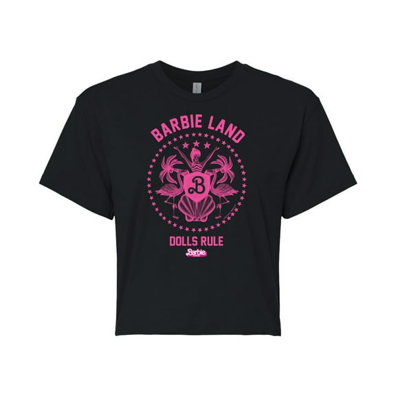 Barbie - Barbie Land - Dolls Rule - Juniors Cropped Cotton Blend T-Shirt