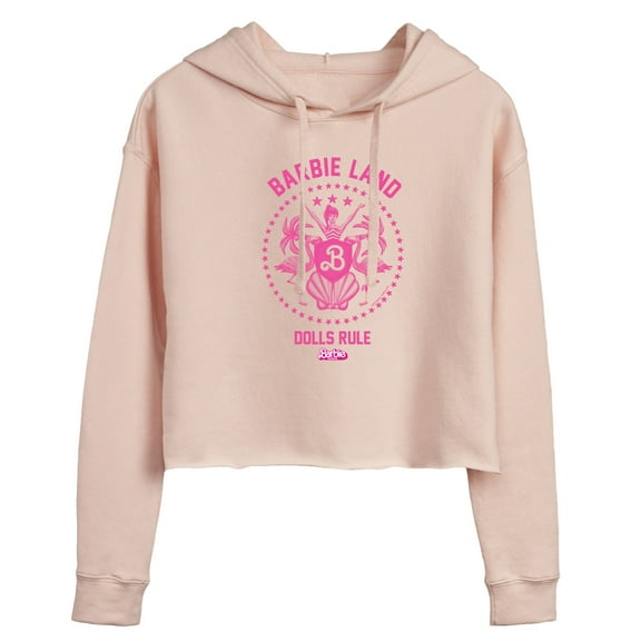 Barbie - Barbie Land - Dolls Rule - Juniors Cropped Pullover Hoodie