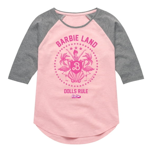 Barbie - Barbie Land Dolls Rule - Toddler & Youth Girls Raglan Graphic T-Shirt